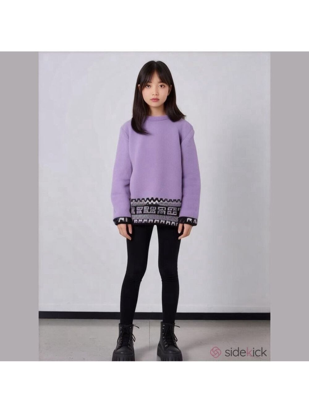 O12 Benetton Vintage Fair Isle Wool Purple Tunic Sweater